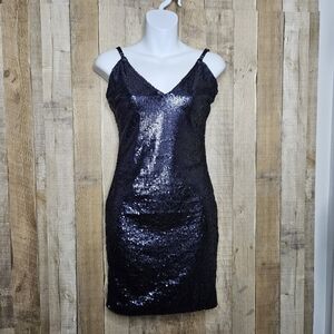 QUII Exquisite Collection Blue Sequin Sleeveless Party Dress Size Medium